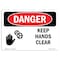 Signmission OSHA Danger Sign, Keep Hands Clear, 10in X 7in Decal, 7" W, 10" L, Landscape, Keep Hands Clear OS-DS-D-710-L-1391 - alternate 1